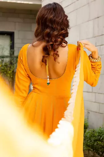 Misha chanderi mustard set