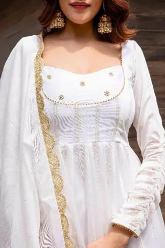 Prisha white chanderi suit
