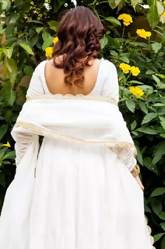 Prisha white chanderi suit