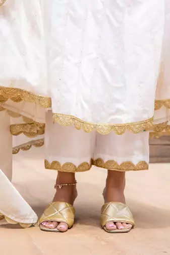 Prisha white chanderi suit