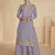 Light-purple floral embroidered chinnon silk sharara suit with dupatta