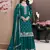 Teal green embroidered chinon palazzo salwar suit