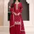 Red embroidered chinon palazzo salwar suit