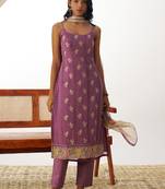 Designer onion pink pure organza embroidered salwar suit