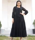 Fox Georgette with Flarred Suit With Chikankari work