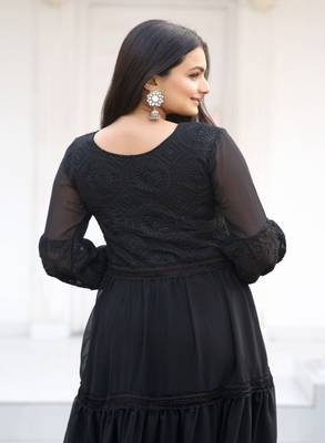 Fox Georgette with Flarred Suit With Chikankari work 2