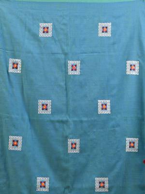 All over thread embroidery sky blue cotton saree 4