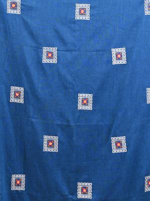 All over thread embroidery sapphire blue cotton saree 4