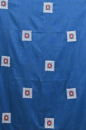 All over thread embroidery sapphire blue cotton saree