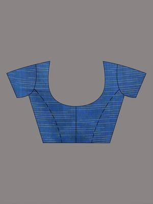All over thread embroidery sapphire blue cotton saree 5