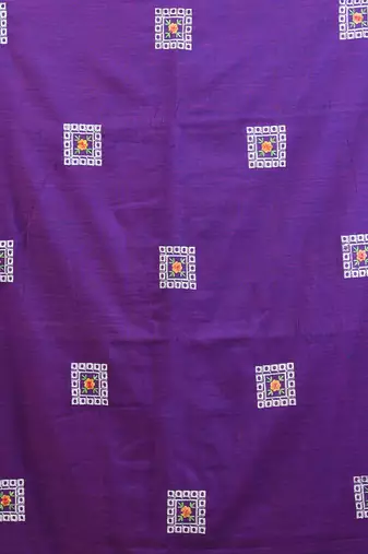 All over thread embroidery purple cotton saree