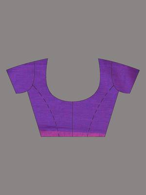 All over thread embroidery purple cotton saree 5