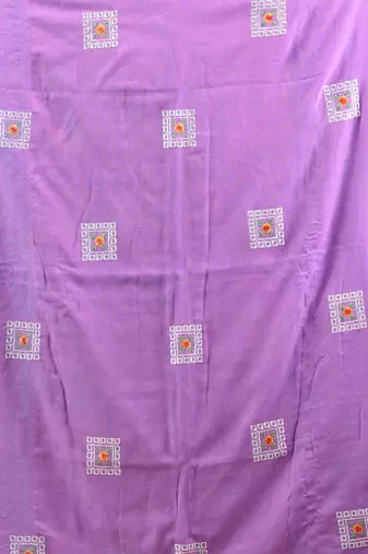 All over thread embroidery lilac dual tone cotton saree