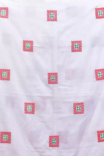 All over thread embroidery white cotton saree