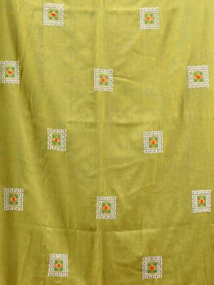 All over thread embroidery lime green cotton saree 4