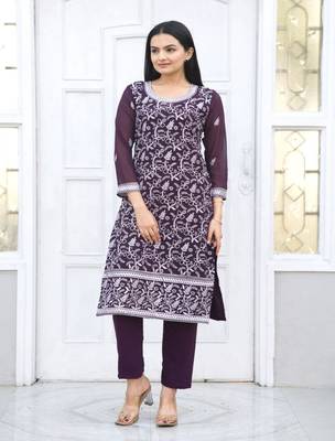 Beautiful Heavy Fox Georgette Suit With Sequence Embroidered Work 1