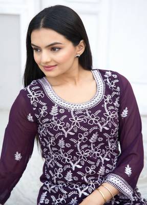 Beautiful Heavy Fox Georgette Suit With Sequence Embroidered Work 4
