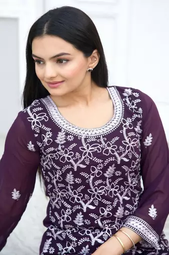 Beautiful Heavy Fox Georgette Suit With Sequence Embroidered Work