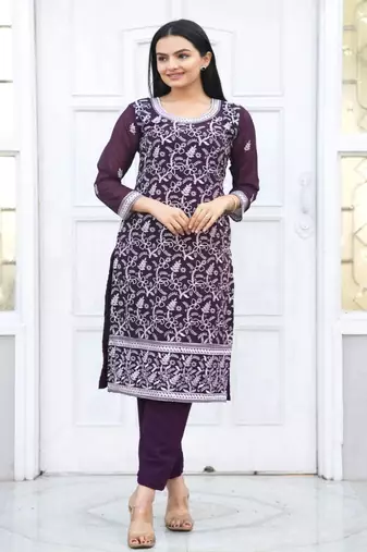 Beautiful Heavy Fox Georgette Suit With Sequence Embroidered Work