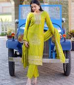 Heavy Chinon  Suit With Sequence Embroidered Work