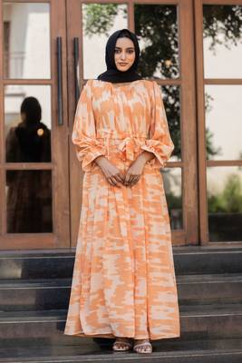 Camel DESIGN FANCY GEORGETTE PRINTED ABAYA 1