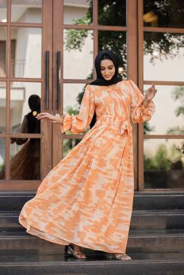 Camel DESIGN FANCY GEORGETTE PRINTED ABAYA 2