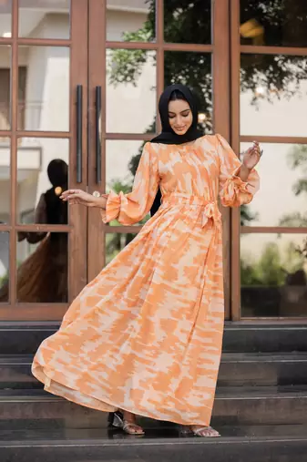 Camel DESIGN FANCY GEORGETTE PRINTED ABAYA