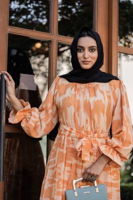 Camel DESIGN FANCY GEORGETTE PRINTED ABAYA 4