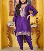 Heavy Chinon  Suit With Sequence Embroidered Work