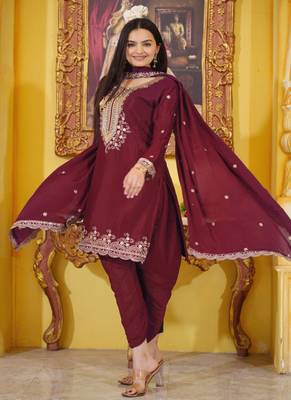 Heavy Chinon Suit With Sequence Embroidered Work 3