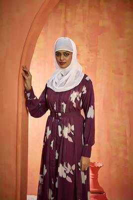 Coffee FANCY GEOERGETTE PRINTED ABAYA  1