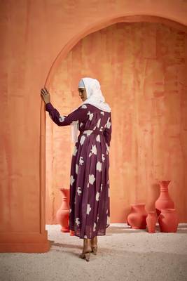 Coffee FANCY GEOERGETTE PRINTED ABAYA  4