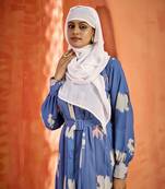 Grey FANCY GEOERGETTE PRINTED ABAYA