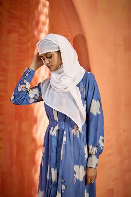Grey FANCY GEOERGETTE PRINTED ABAYA 2
