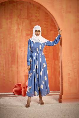 Grey FANCY GEOERGETTE PRINTED ABAYA 3