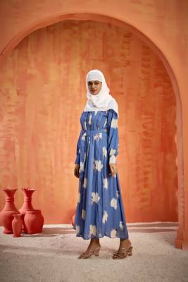 Grey FANCY GEOERGETTE PRINTED ABAYA 4