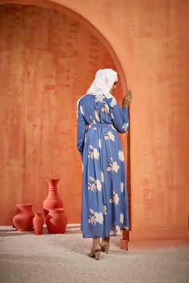 Grey FANCY GEOERGETTE PRINTED ABAYA 5