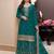 Aqua blue sequence embroidery stich work with heavy chinon semi-stitched sharara suit