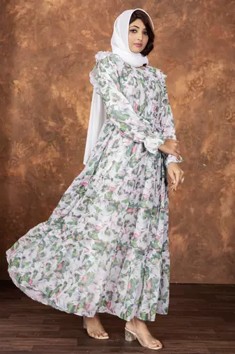 Green Fancy Georgette Printed ABAYA