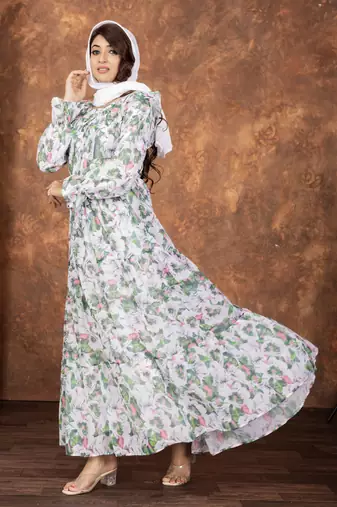 Green Fancy Georgette Printed ABAYA