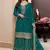 designer teal green chinon silk embroidered sharara suit