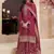 designer maroon chinon silk embroidered sharara suit