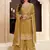 designer yellow chinon silk embroidered sharara suit