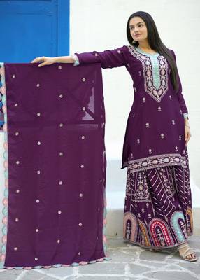 Heavy Chinon Suit With Sequin Embroidered Work 5