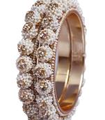 Women stylish metal kada bangles with latest pearls design