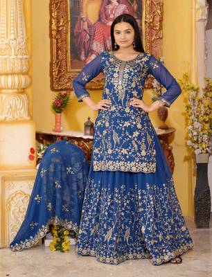 Heavy Fox Georgette Suit With Sequence Embroidered Work 1