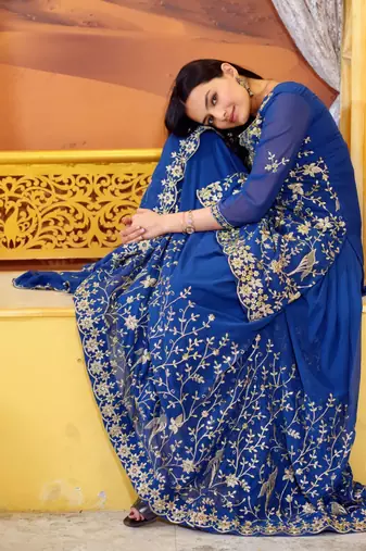 Heavy Fox Georgette Suit With Sequence Embroidered Work