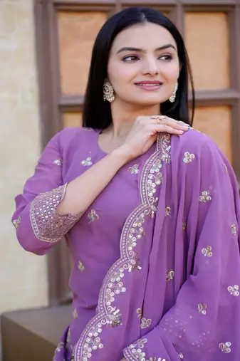 Heavy Fox Georgette Suit With Sequin Embroidered Work