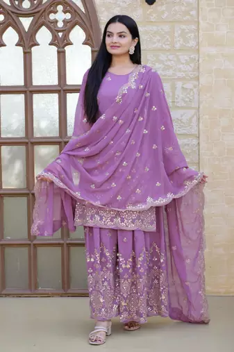 Heavy Fox Georgette Suit With Sequin Embroidered Work