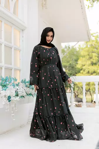 black Georgette Burqa without Hijab 